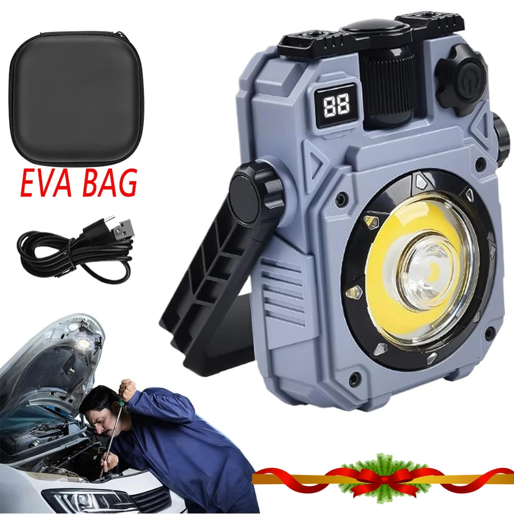 Versatile Magnetic LED Work Light - Solar Rechargeable, Waterproof, 5 Illumination Modes for Outdoor and Emergency Use