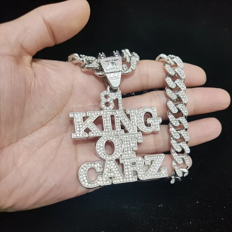 MenWomenHipHopKINGofCARZPendantNecklaceCrystalCubanChain