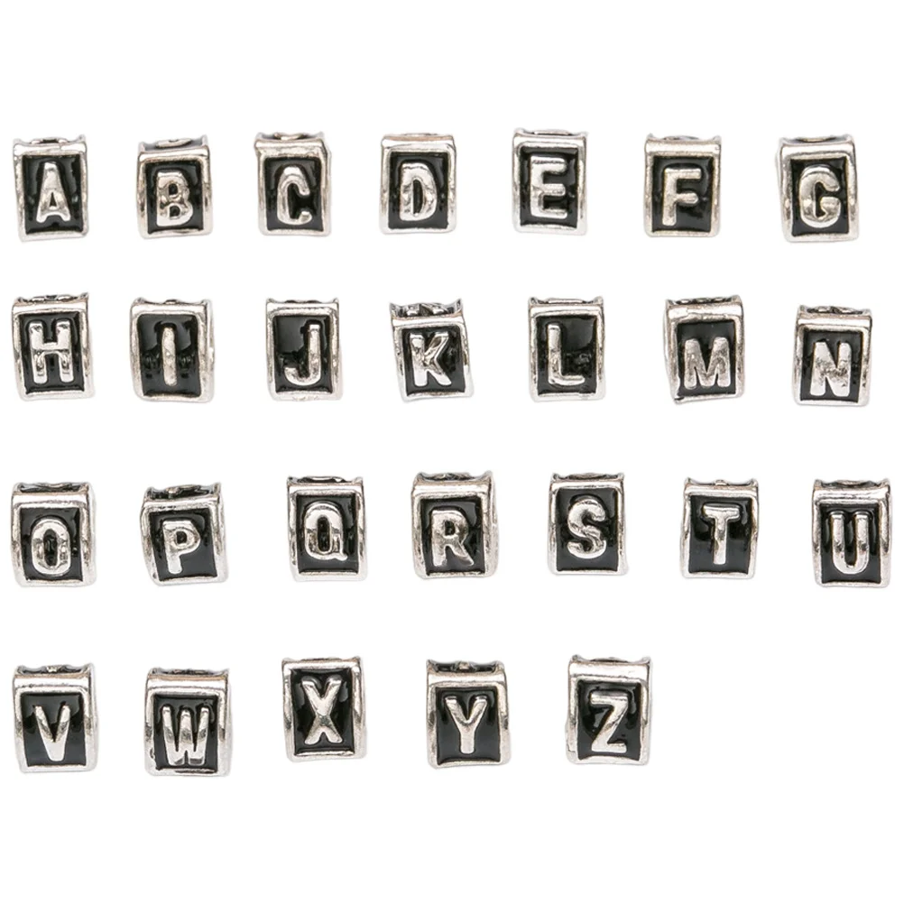 

26 Pcs Jewelry Making Supplies Silver Silver Silver Letter Beads for Bracelet Letters Vintage Handmade Gifts Alloy Bracelets
