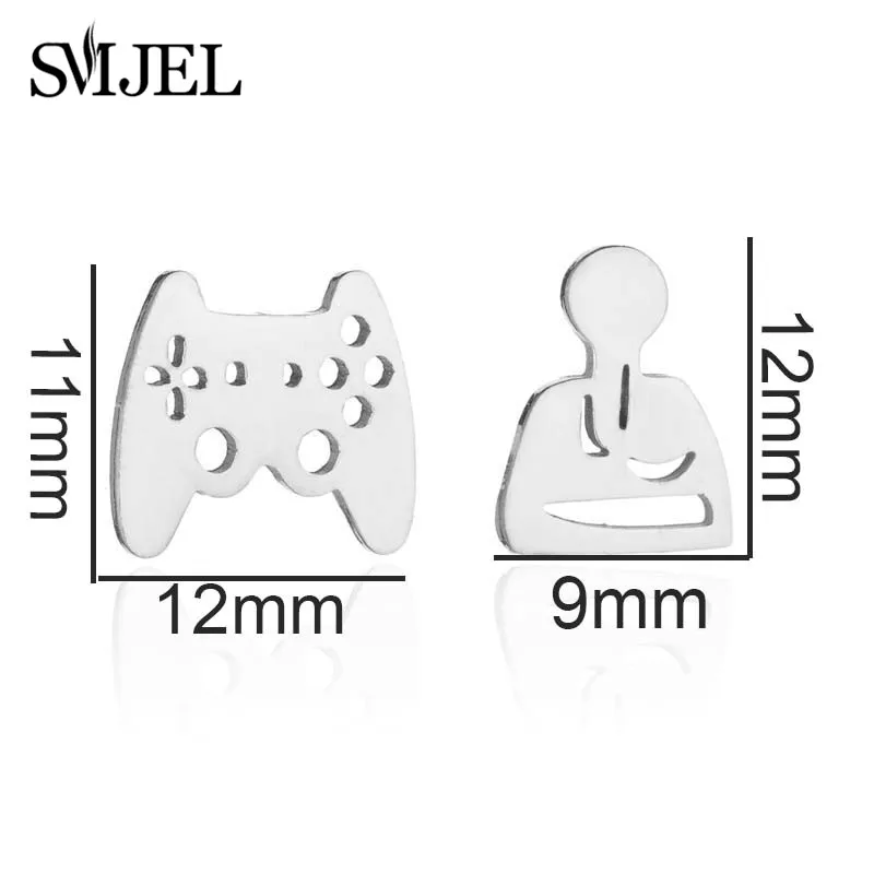 Earrings for women golden vintage mandala leaf pineapple trend fairy cup stainless steel punk game controller studs