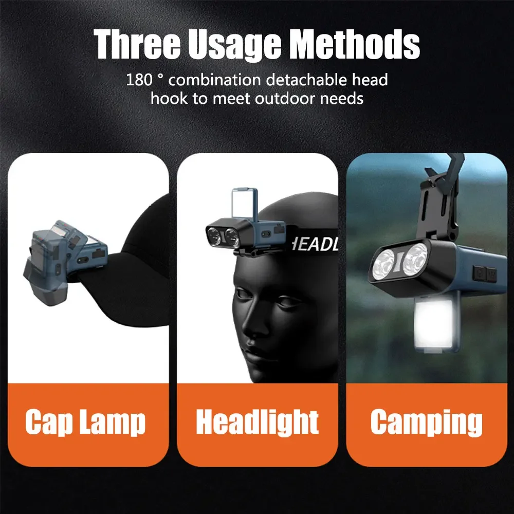 Good Bright LED Clip on Cap Light Rechargeable Sensor Headlamp Waterproof Head Torch Flashlight Outdoor Fishing Camping Lamp