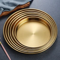Stainless Steel Round Storage Tray Thick Silver Golden Food Plate Cake Coffee Fruit Dishes Western Kitchen Tools 1