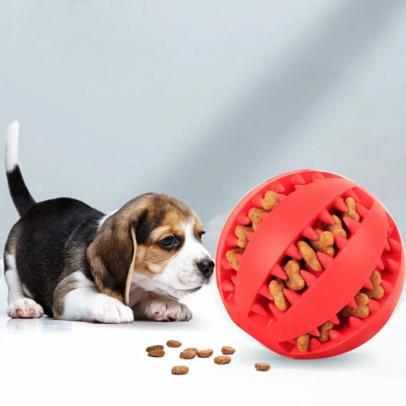 Dog Toy Ball Nontoxic Bite Resistant Toy Ball for Pet Dogs Puppy Cat Dog Pet Food Treat Feeder Chew Tooth Cleaning Ball 2