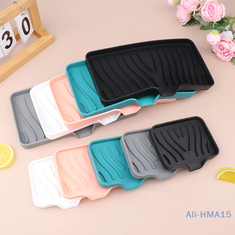 Kitchen Sink Sponge Holder Silicone Soap Dish Soap Holder Self Draining Anti-slip Storage Rack Bathroom Supplies
