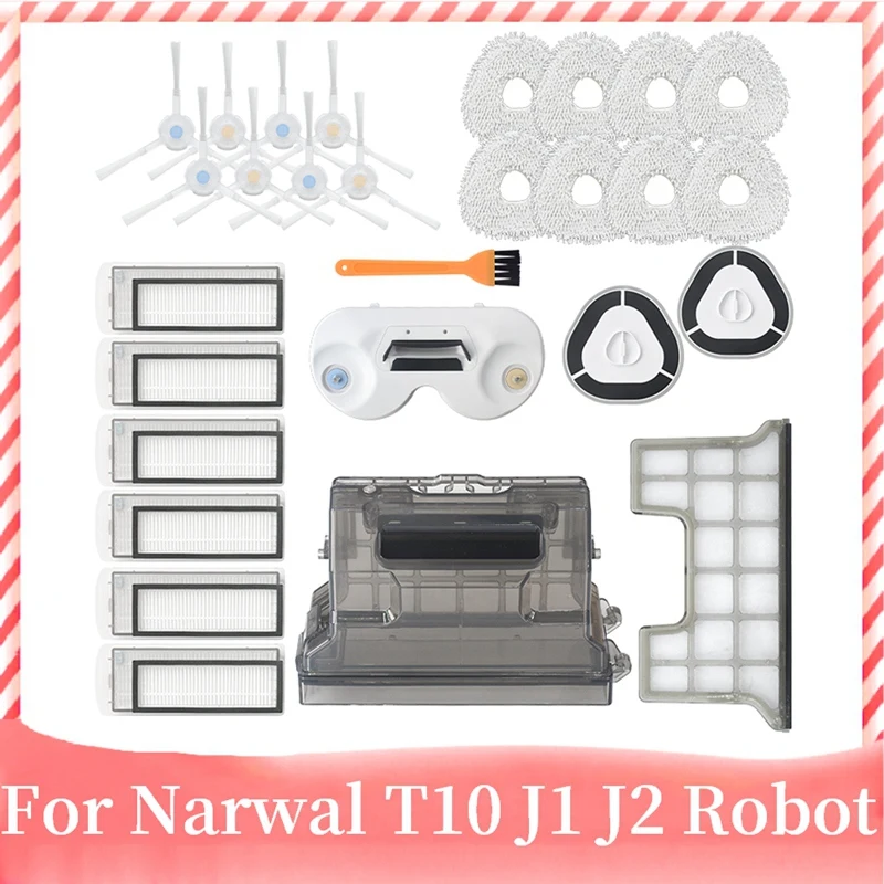 

28 Pcs Replacement Kit For Narwal T10 J1 J2 Robot Vacuum Cleaner Spare Parts Filter Mop Sweeping Mopping Module Dust Box