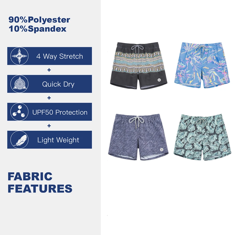Mens Quick Dry Swim Trunks Printed Beach Board Shorts Mesh Lining Swimwear Bathing Suits Swimming Shorts swim trunks swim shorts