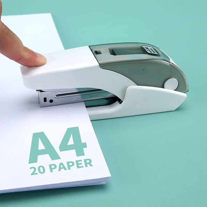 HUAJIE 1pcs Small Lightweight Portable Office Stapler – Effort Saving Heavy Duty Desktop Stapler with Staple Storage - 2