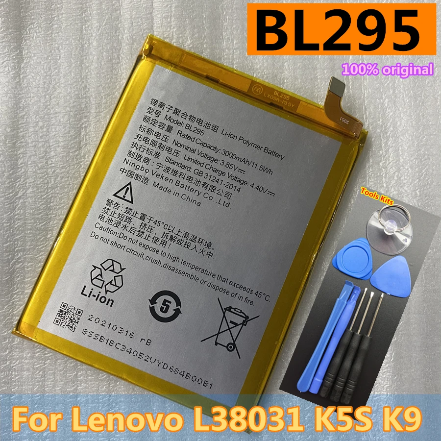 

Original BL295 3000mAh Battery for Lenovo L38031 K5S K9 New High Quality Mobile Phone Batteries