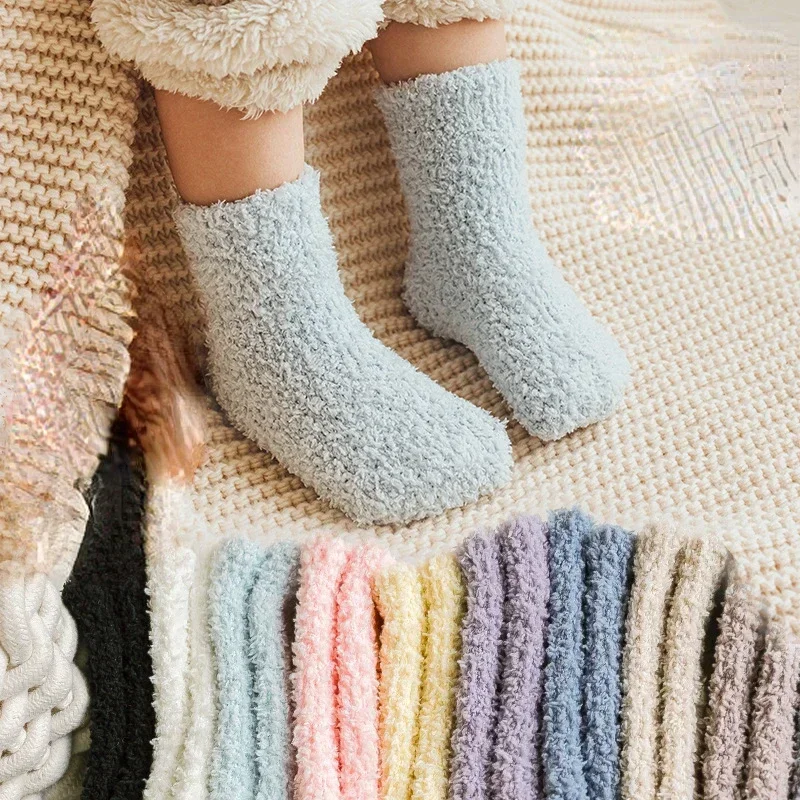 Kids Socks Thick Cold Winter Socks Super Warm Students Children Snow Baby Christmas Gifts Coral Fleece Non-slip 0-5Y Sock kids socks