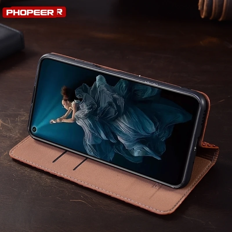 Luxury Genuine Leather Flip Magnetic Wallet Phone Cover