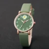 2PCS/Set Fashion Daisy Flower Women Watches Bracelet Set Casual Leather Band Quartz Watch（Without Box） 4