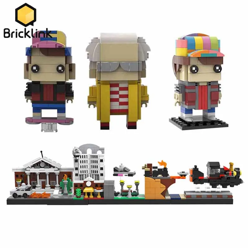 Bricklink Ideas Movie Figures Back To The Future City Skyline Doctor Brown Martied Brickheadz Set Building Blocks Giocattoli Per Bambini Regalo