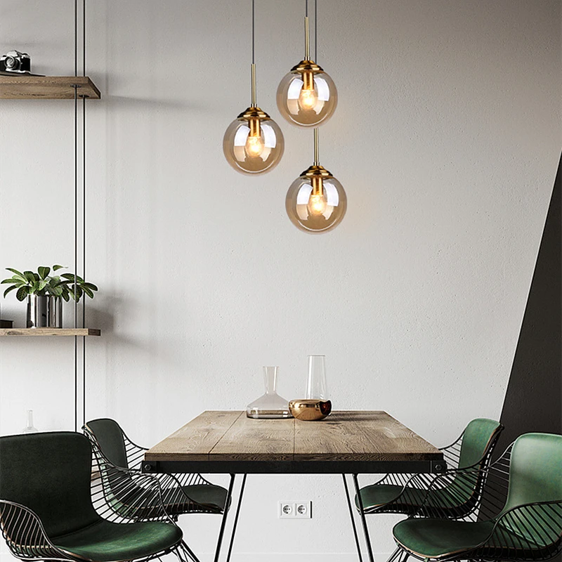 Modern Luxury Metal Chandelier Nordic Creative LED Glass Pendant Lamp Living Room Dining Room Bedside Simple Small Hanging Lamp 2