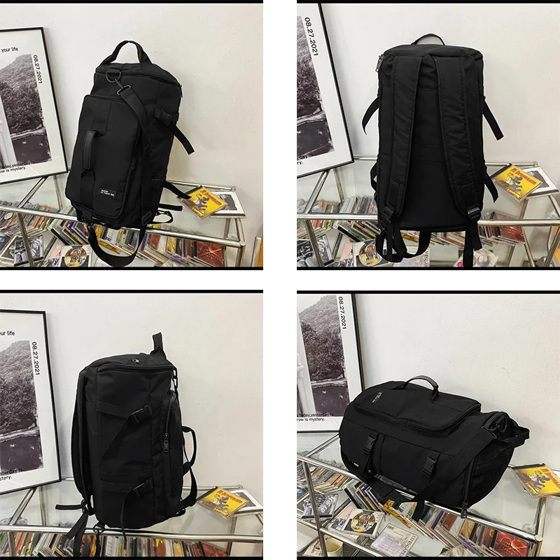 Black Nylon Gym Backpack for Men and Women Casual Outdoor Sports