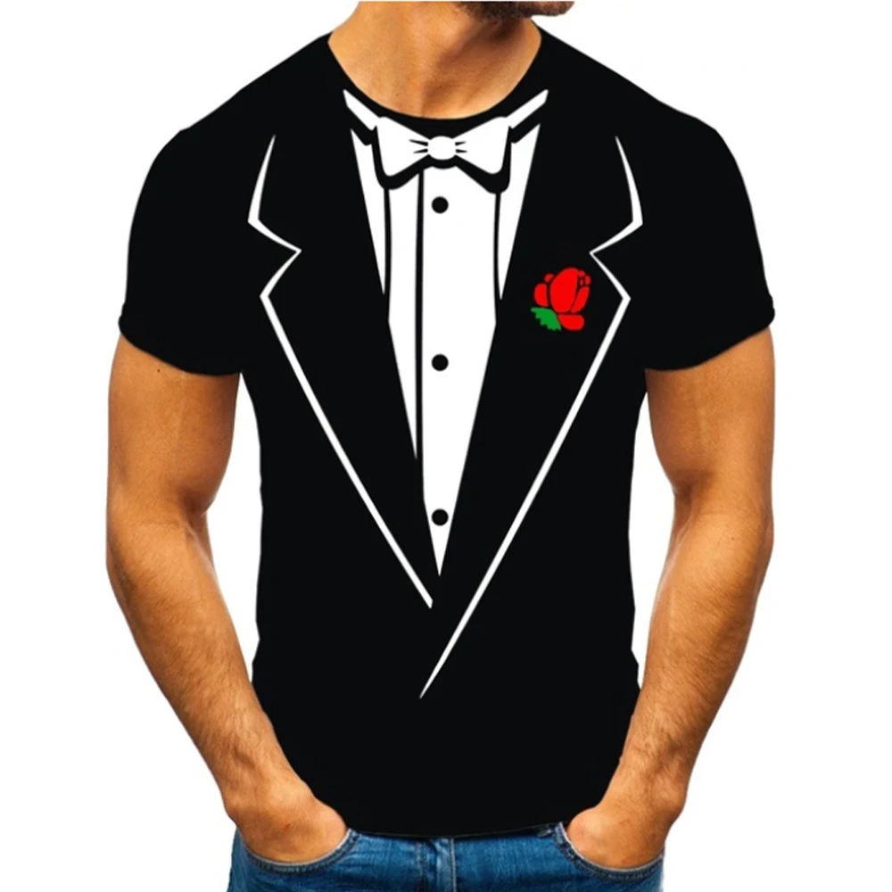 Mens Funny 3D Print Tuxedo T Shirt