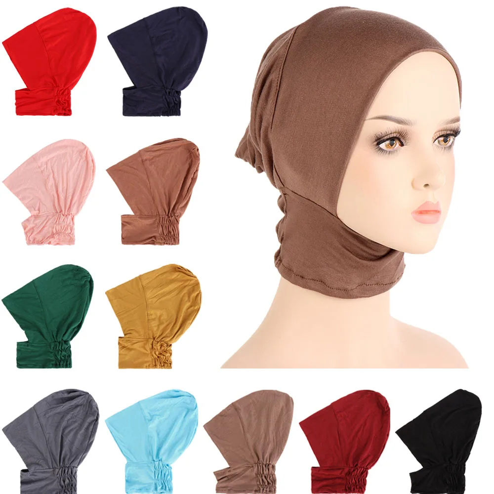 

Muslim Inner Cap Hijab Women Solid Underscarf Ninja Hat Scarf Turban Hat Islamic Bonnet Hijabs Ready To Wear Head Cover Mujer