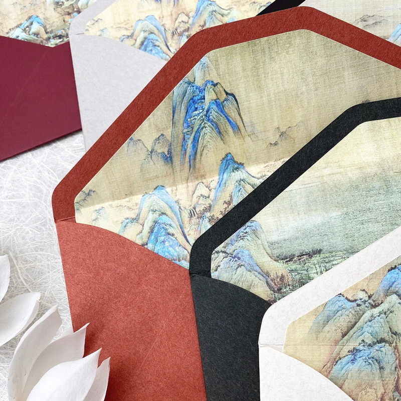 5pcs/lot Retro Chinese Painting Colored Envelopes Lining Pattern Invitation Envelope Gift Envelopes
