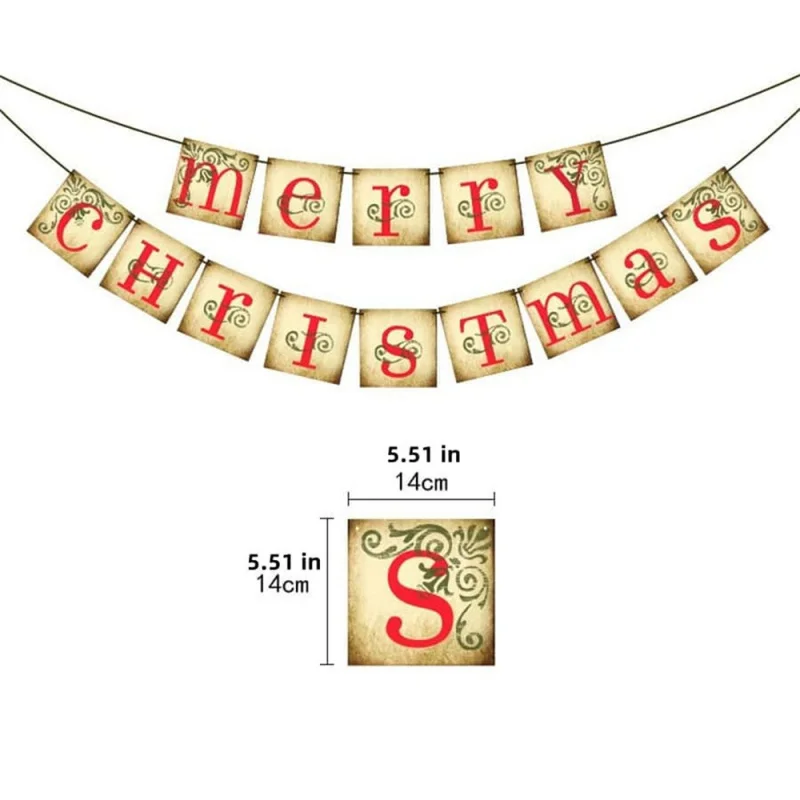 Vintage Christmas Banner Sign - Retro Victorian Style Indoor Decoration & Wall Art