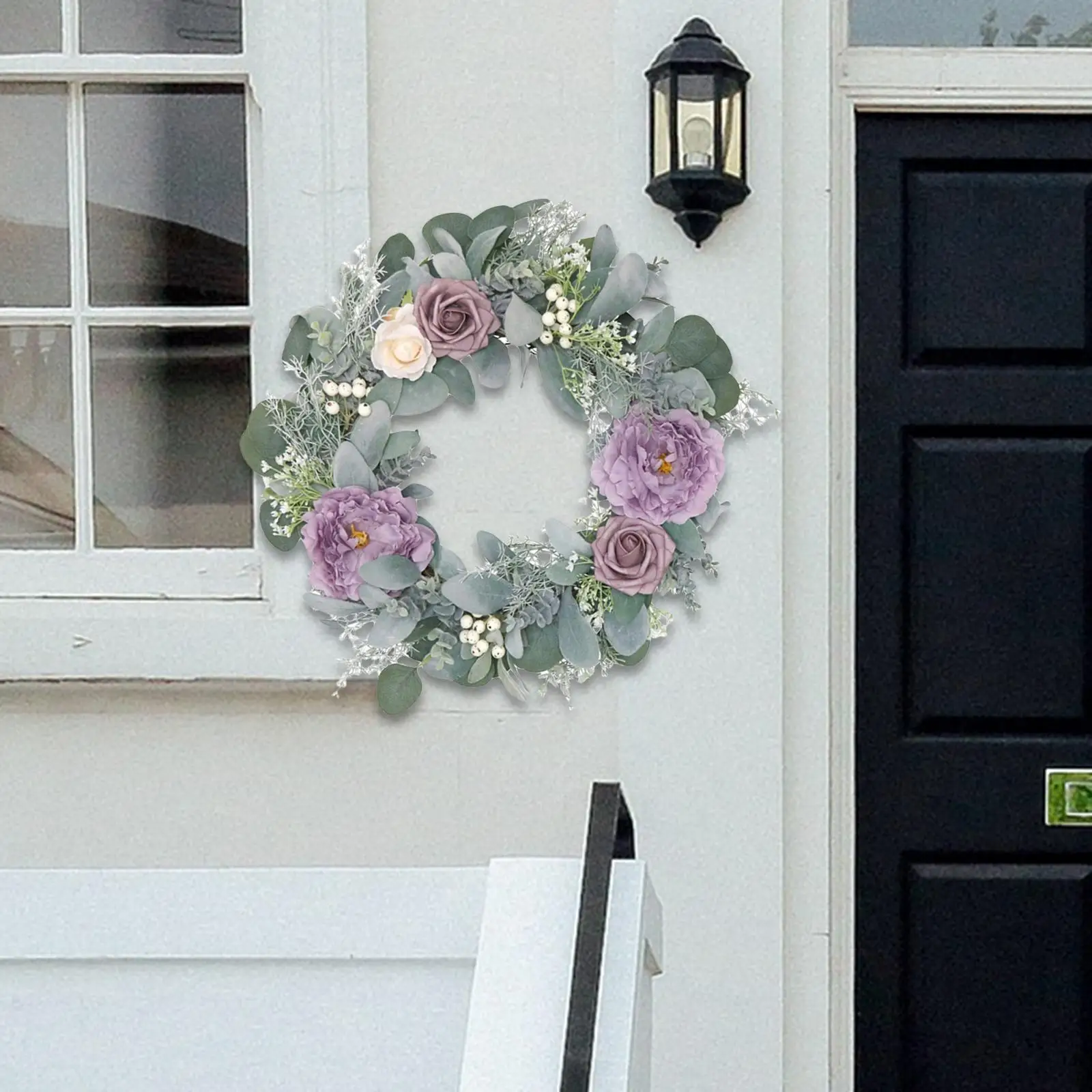 18inch Peony Wreath Valentines Wreath Greenery Leaves for Front decor Door Office Garden