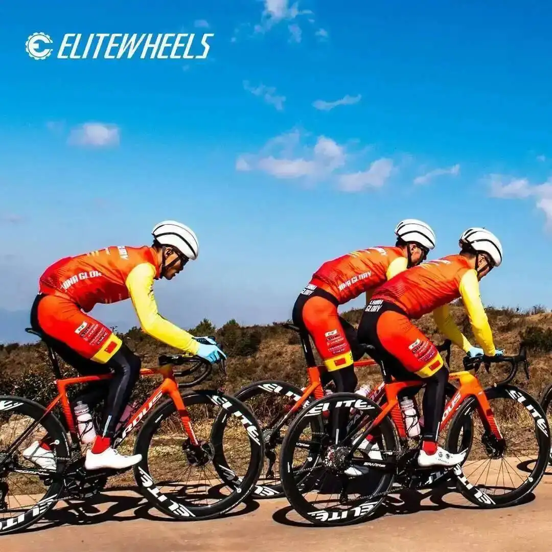 ELITEWHEELS 700C Road Bike Disc Brake Carbon Wheels 30 38 50 55 60 82mm Carbon Fiber For Cyclocross Rims