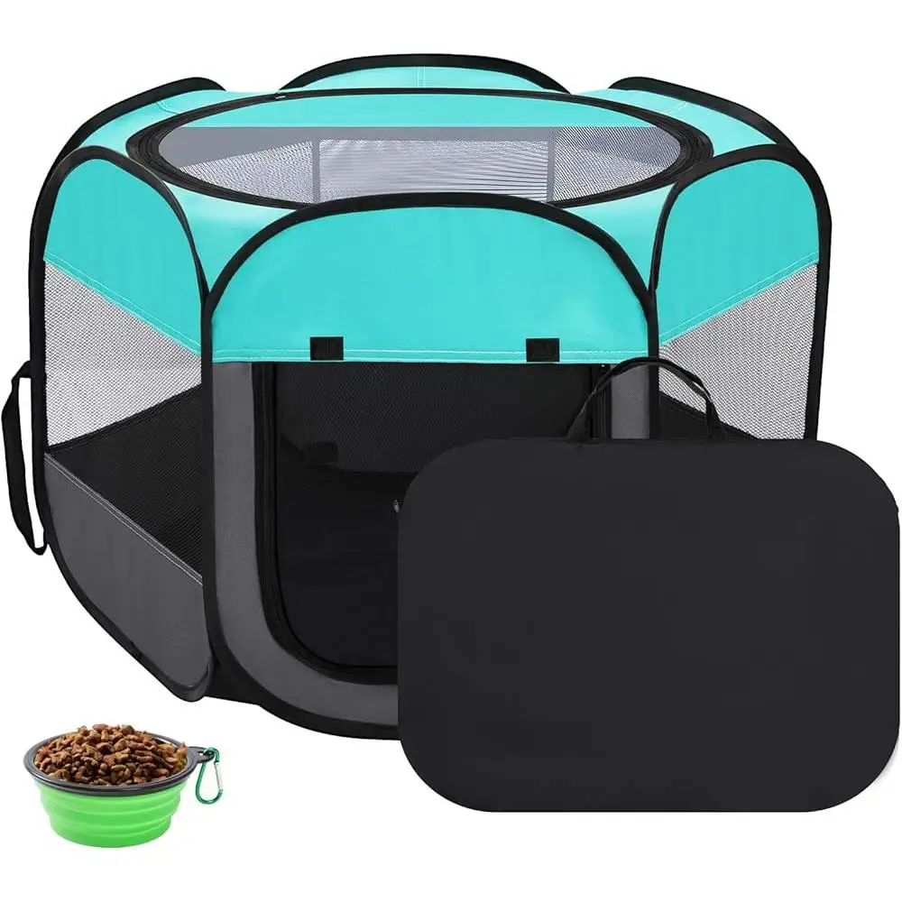 Portable Pet Playpen Dog Cat Folding Tent with Carrying Case Water Resistant Easy Setup Indoor Outdoor Use