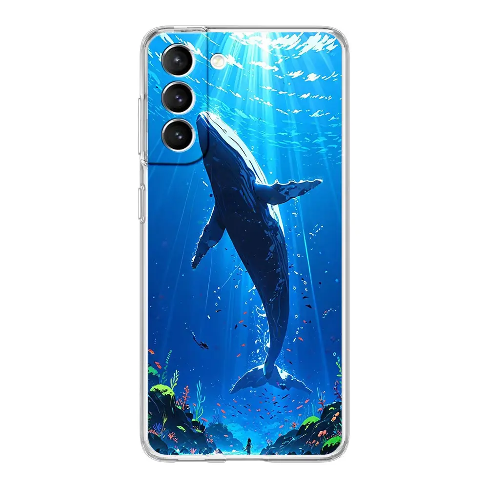 Ocean Whale Shark Swim Design Soft Clear Phone Case