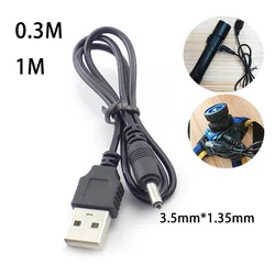 3.5mm Mirco USB Charging Cable DC Power Supply Adapter Charger Flashlight For Head Lamp Torch Light 18650 Rechargeable Battery