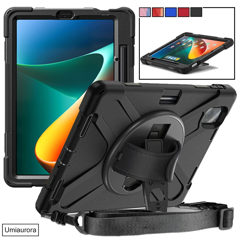 

For XiaoMi Mi Pad 5 MiPad 5 2021 Mi Pad 6 MiPad 6 11 inch 2023 360 Rotation Hand Strap Stand Tablet Case Kids Shockproof Cover