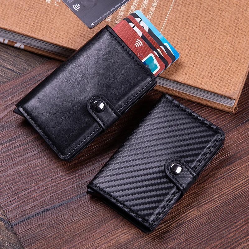Borsa antifurto per carte di credito, portafoglio con clip per carte esplosive, in lega di alluminio, scatola per carte pop-up automatica RFI_voghion.com