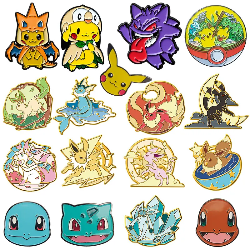 

Kawaii Pokemon Eeveelution Hard Enamel Pin Women's Brooches Lapel Pins for Backpack Briefcase Badges Fashion Jewelry Accessories