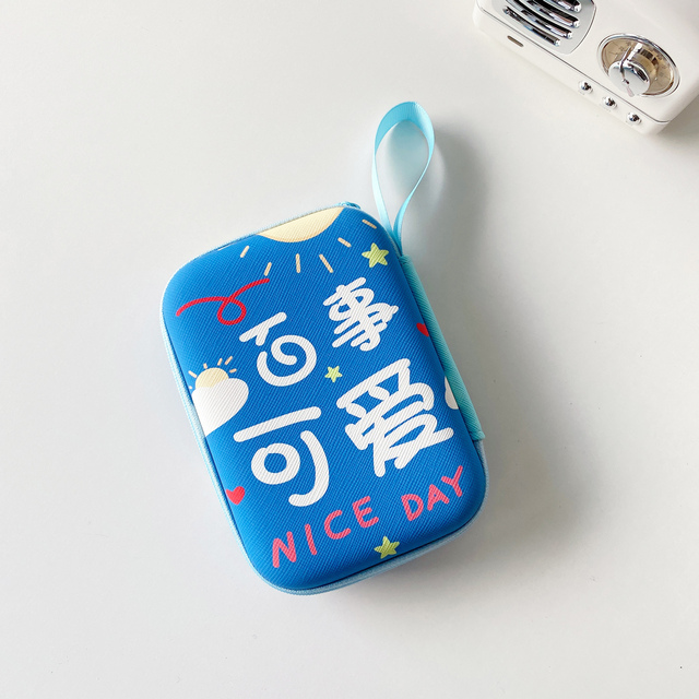 Cute Storage Bag USB Charger Cable Data Line Organizer Pouch Mini Square Zipper Coins Storage Case Earphone Accessories