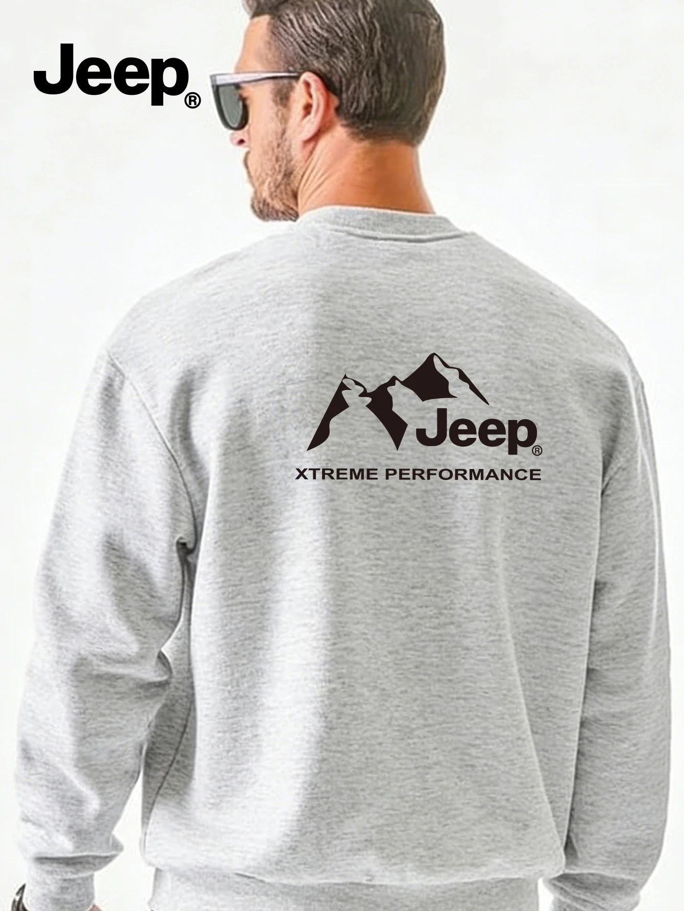 Jeep 남성용 긴 소매 크루넥 스웨트셔츠 솔리드 컬러 릴렉스 핏 소프트 통기성 다용도 캐주얼 탑 JPXWDSM005