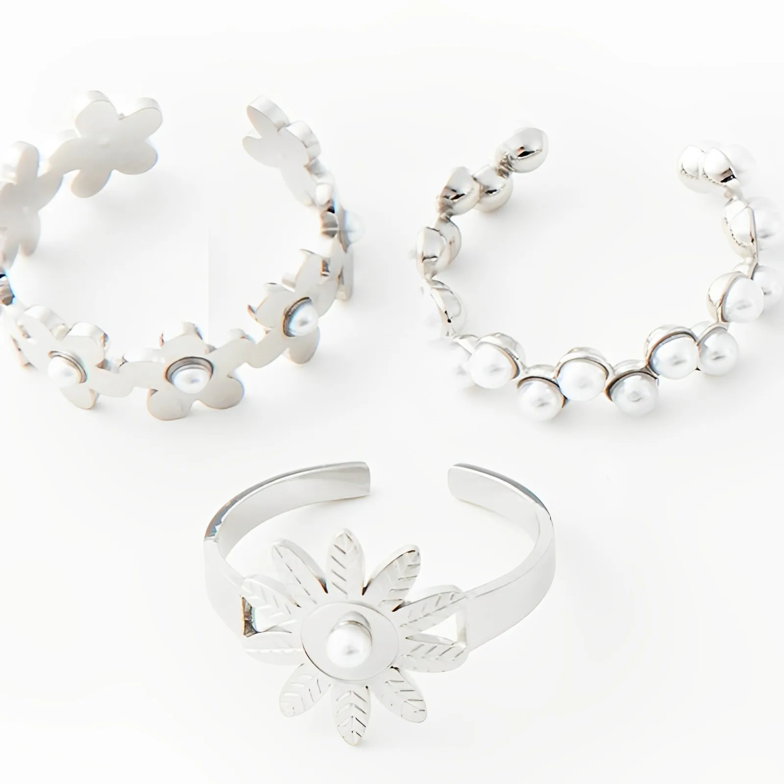 

Stainless Steel Eye Shape Open Finger Ring For Women Girls Flower Love Adjustable Rings Vintage Fashion Jewelry Party Gifts