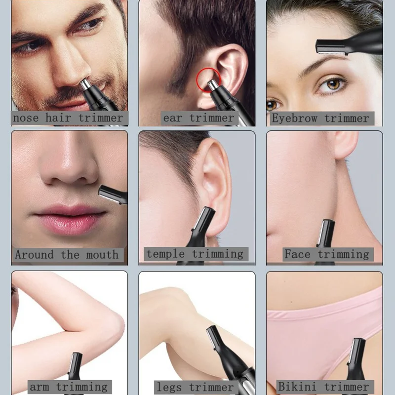 Kemei 4in1 Rechargeable Nose Trimmer Beard Trimmer Men Ear Eyebrow Nose Hair Trimmer for Nose and Ear Hair Removal Clean Machine 5