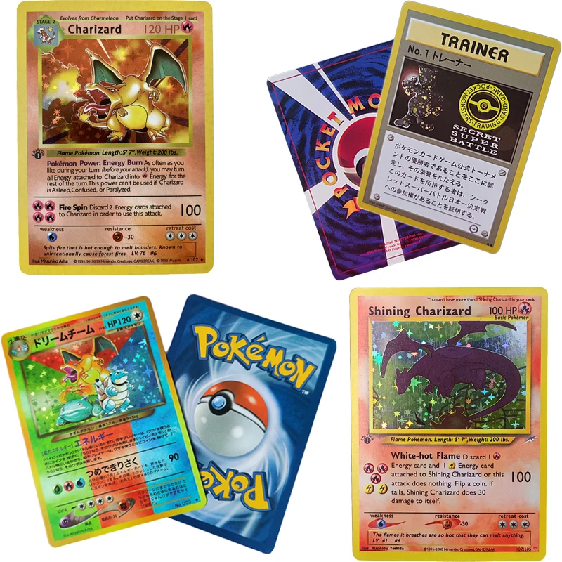 Kawaii Cartoon Anime Pokemon Flash Cards Pikachu Charizard Blastoise Venusaur Cute Game Collection Cards Battle Card Gift Toys