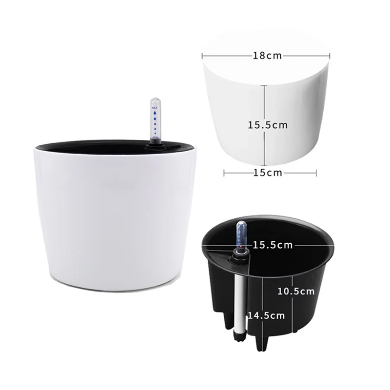 Indoor Self-Watering Plastic Flower Pot with Water Level Indicator