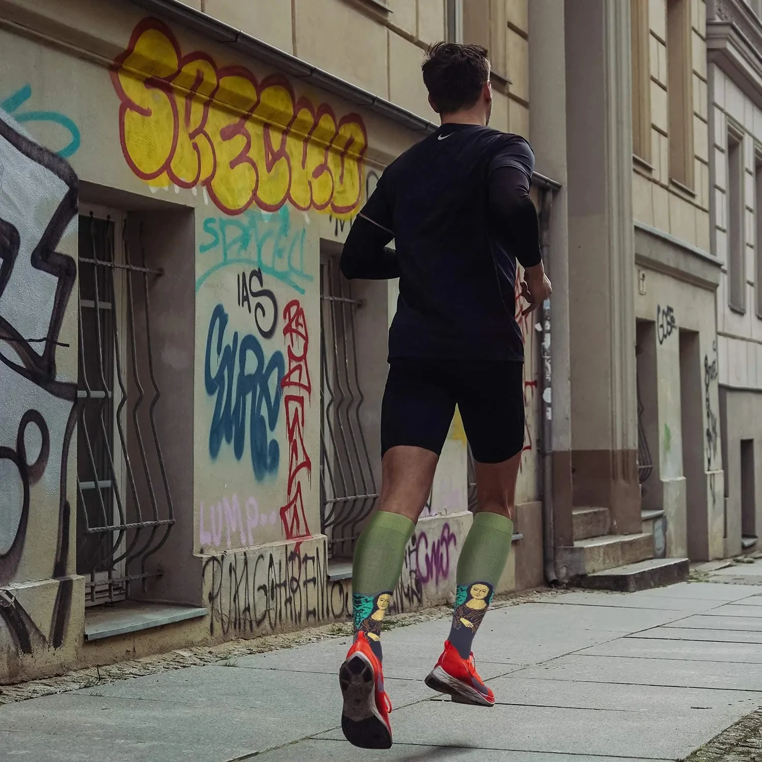 Compression Socks Running Socks Compression Socks 20-30mmHg Running Basketball Golf Bicycle Masterpiece Painting Sports Socks Medical Varicose Edema Diabetes