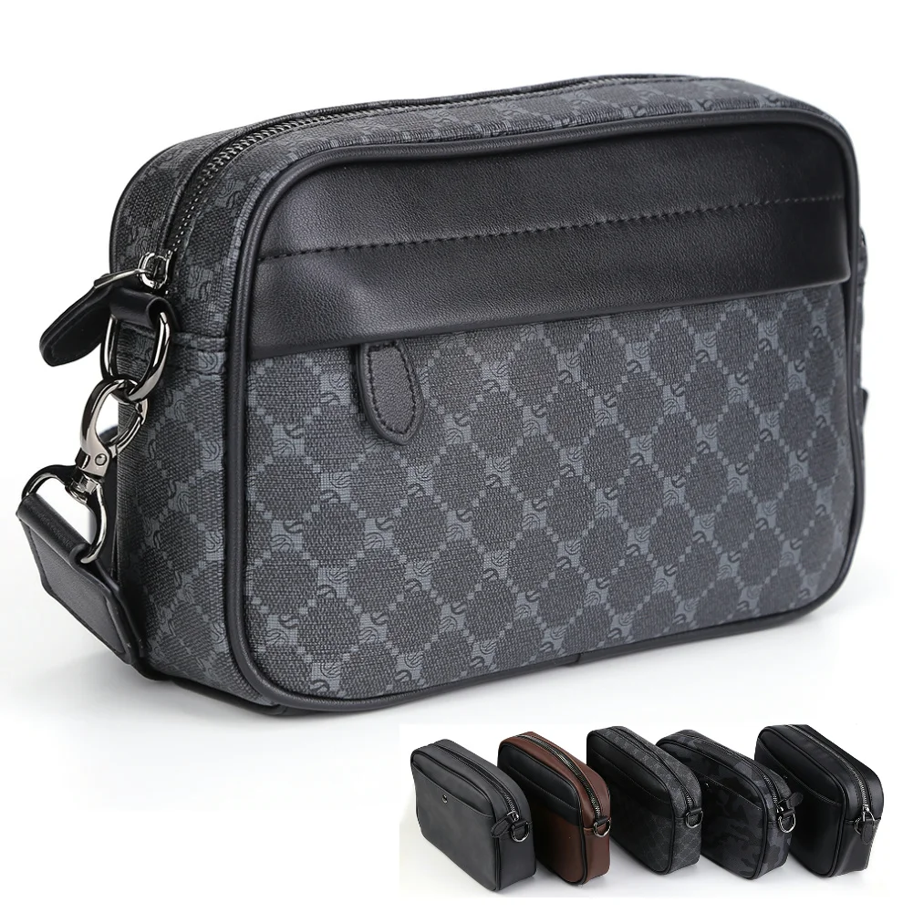 Casual Business Shoulder Messenger Bag Classic Pattern Men Shoulder Crossbody Bag Plaid Designer for Travel Work Male Sling Bags
