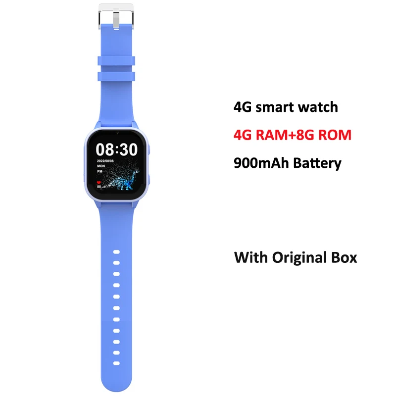 Reloj inteligente GPS 4G para niños, reloj inteligente con cámara doble,  WiFi, videollamada, chat de voz, podómetro SOS, correas de reloj de 2  estilos