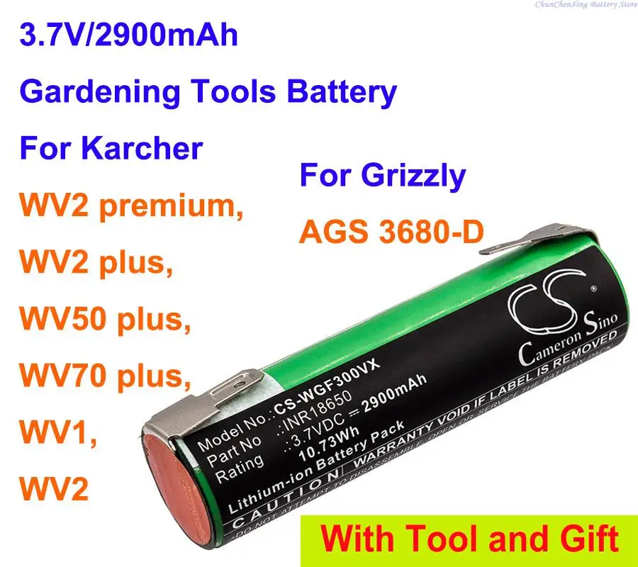 Batteria Cameron Sino 2900Mah Per Grizzly Ags 3680-D, Per Karcher Wv1, Wv2, Wv2 Plus, Wv2 Premium, Wv 50 Plus, Wv 70 Plus