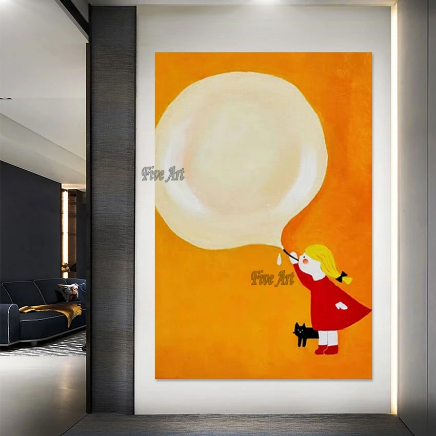 

Абстрактное художественное полотно, стена, 3d искусство, милая фигурка, Мультяшные картины, без рамки, роскошное украшение для гостиной