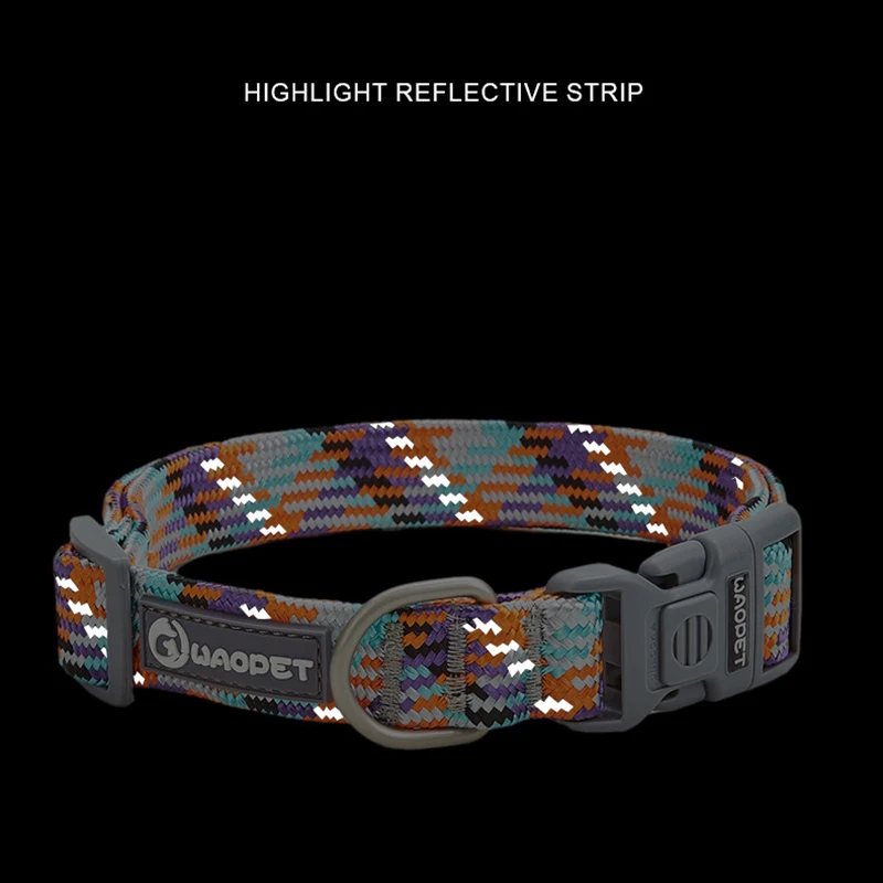 Dog Collar Nylon Adjustable Reflective Pet Collars with Metal Buckle and Quick Release Buckle Large and Medium