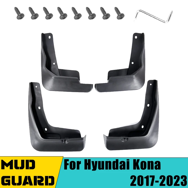 

4 PCS Car Mudguard Mud Flaps For Hyundai Kona Kauai OS 2018-2023 2019 2020 2021 ABS Auto Splash Guard Rear Fender Accessories