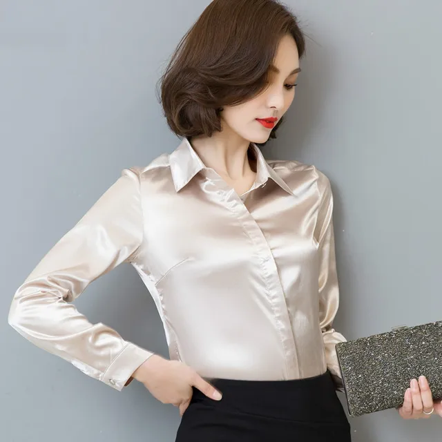 2020 Spring Long Sleeve Pink Satin Shirts Women Office Ol Satin Blouses Lady  Work Wear Silk Satin Top Silk Shirt Chiffon Blouse - Blouses u0026 Shirts -  AliExpress