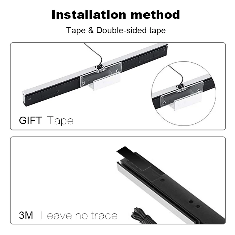 Data Frog Wireless Infrared IR Signal Ray Sensor Receiver Bar For Wii Replacement Sensor Bar for Wii/Wii U Game Console USB Plug