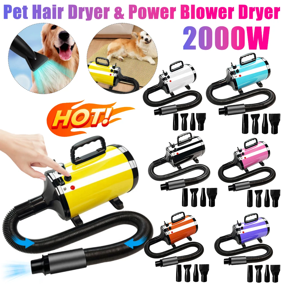 Dog Hair Dryer Pet Grooming Hair Dryer Adjustable Temperature and Speed ​​High Power Suitable for Small, Medium and Large Dogs