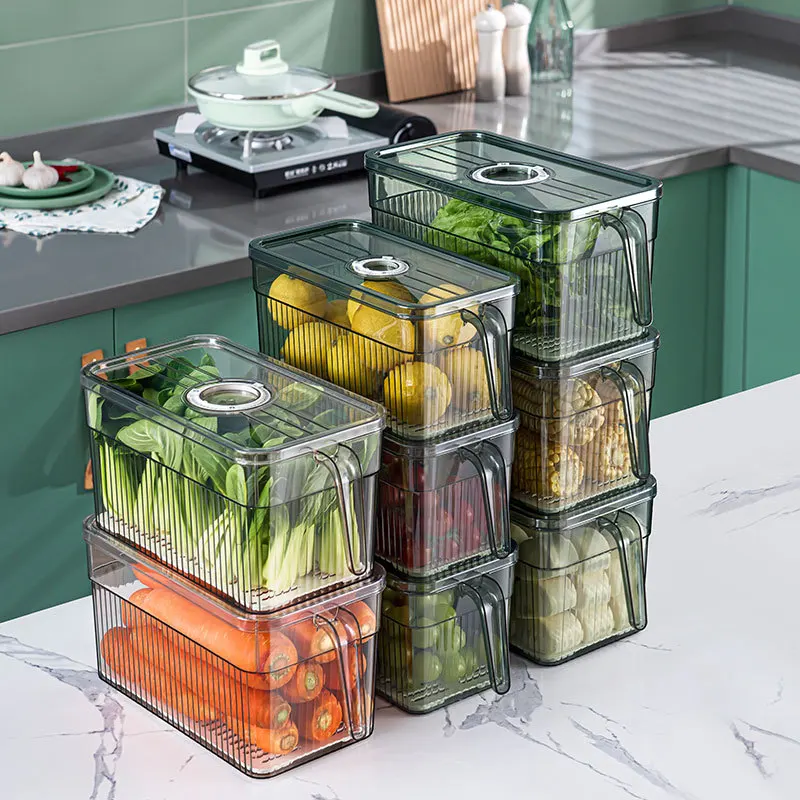 Stackable Fridge Storage Bins, Refrigerator Food Storage Containers Boxes  with Handles, Organizer Pantry Storage for Freezer, Kitchen, Cabinets,  Countertops, Fresh Keeper Drawer Bin Basket 