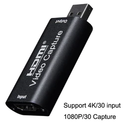 Ultra HD Video Capture Card for Seamless Game Streaming and Live Broadcasts (Black USB 2.0)