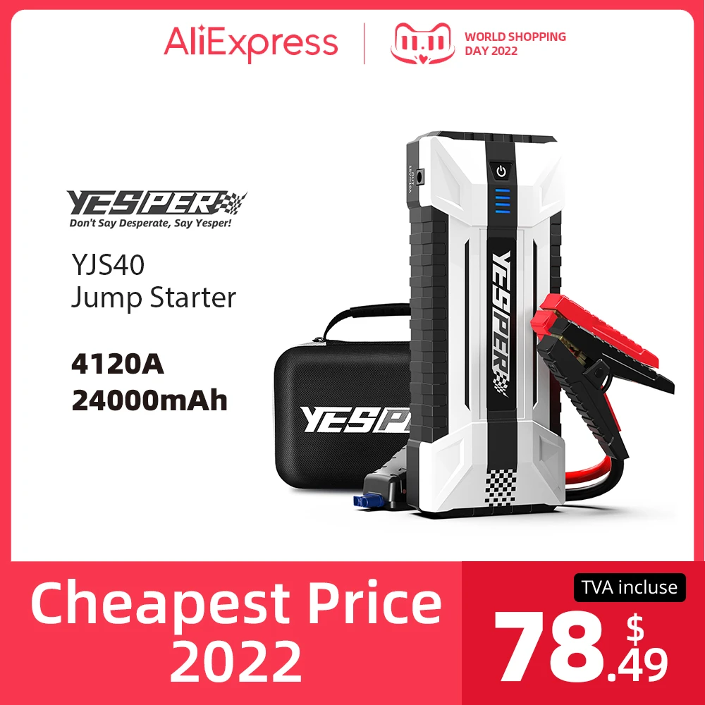 Yesper 12v Car Jump Starter 24000mah Portable Power Bank 4120a External