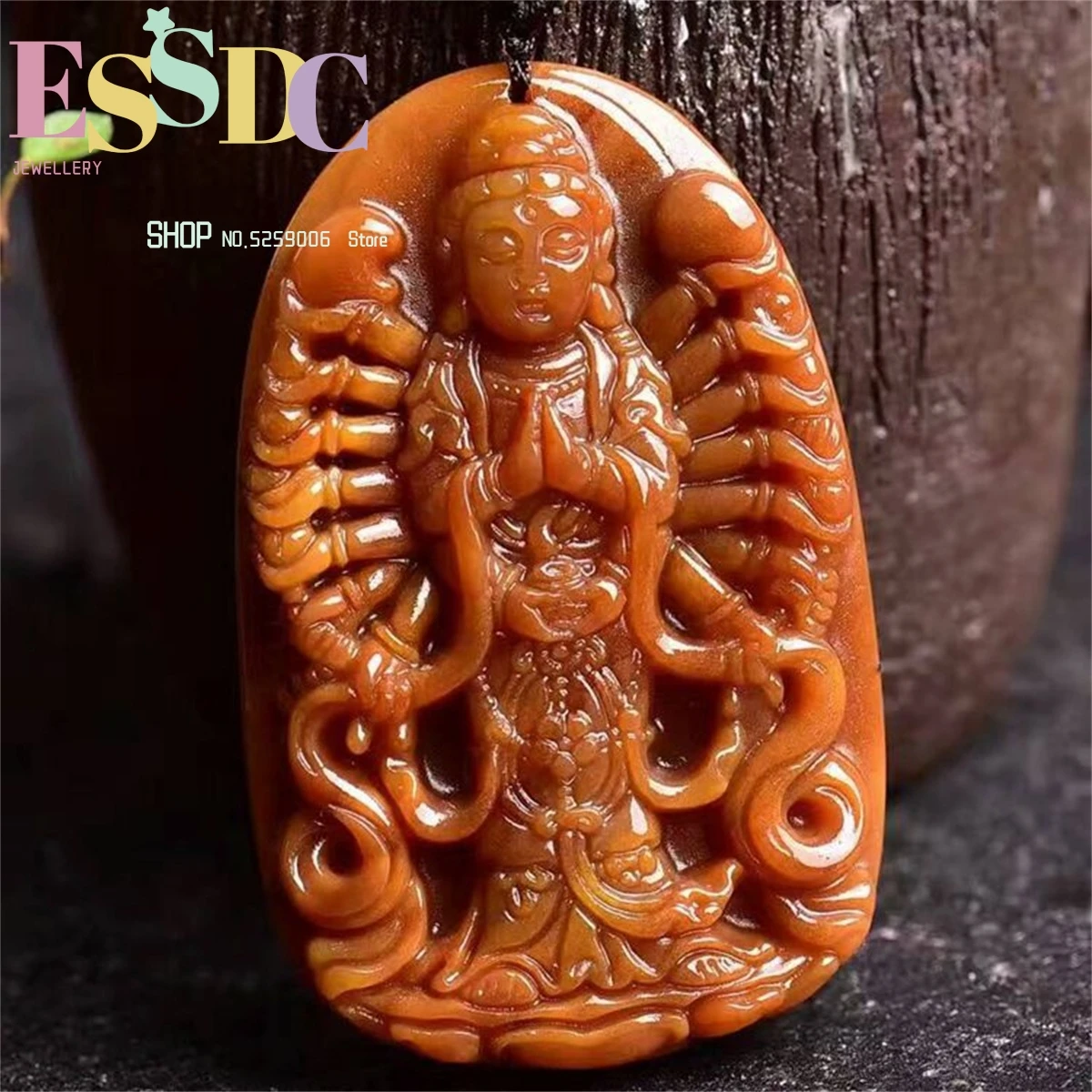 

Natural Jade Yunnan Longling Yellow Dragon Auspicious Retro Pendant Men's Thousand-hand Guanyin Necklace Wholesale Amulet Gift